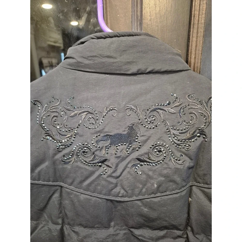 Cowgirl Hardware Black Embellished Puffer Vest‎ Western Style Women's Size M - Picture 10 of 12
